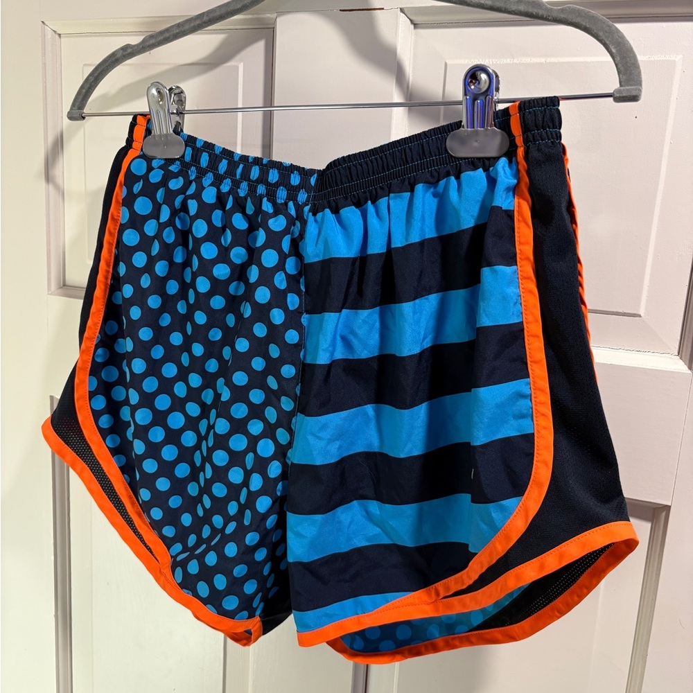 Light Blue and Navy Polka Dot and Stripe Shorts